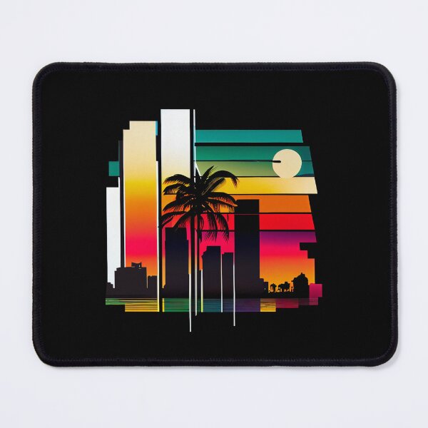 Item preview, City of Miami, Florida - the graphic design project is a vintage, retro-inspired depiction of tropical Miami beach and palm trees, showcasing the perfect family vacation destination (4) designed and sold by TourDePassion.