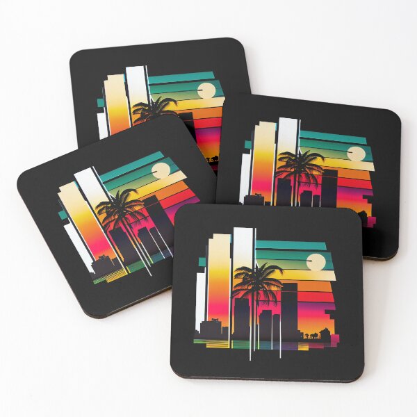 Item preview, City of Miami, Florida - the graphic design project is a vintage, retro-inspired depiction of tropical Miami beach and palm trees, showcasing the perfect family vacation destination (4) designed and sold by TourDePassion.