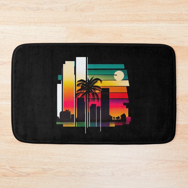 Item preview, City of Miami, Florida - the graphic design project is a vintage, retro-inspired depiction of tropical Miami beach and palm trees, showcasing the perfect family vacation destination (4) designed and sold by TourDePassion.