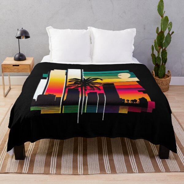Item preview, City of Miami, Florida - the graphic design project is a vintage, retro-inspired depiction of tropical Miami beach and palm trees, showcasing the perfect family vacation destination (4) designed and sold by TourDePassion.
