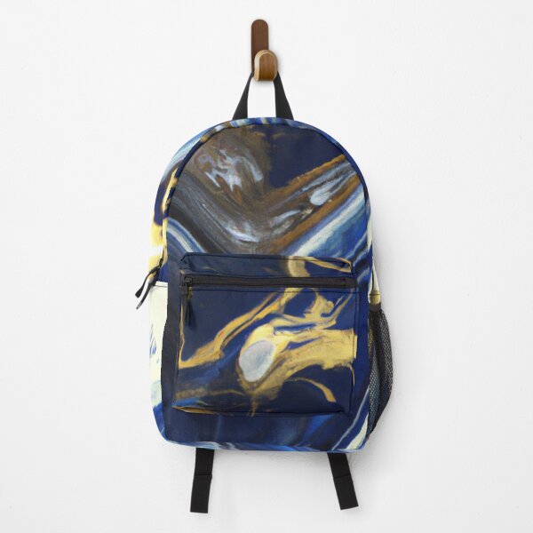 Item preview, Marble liquid ai artwork, navy blue and gold designed and sold by GlowtalkDesign.