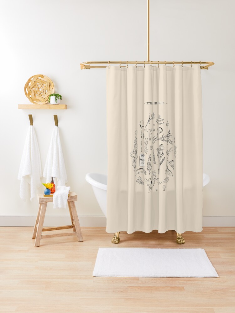 Aperçu 1 sur 5. Rideau de douche avec l'œuvre HYPER SENSIBLE créée et vendue par IsaureEcartfixe.
