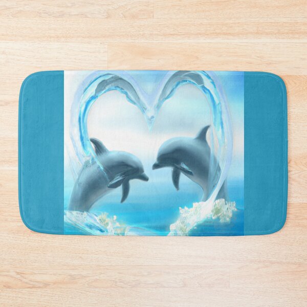 Item preview, DOLPHINS IN LOVE WITH STUNNING WATER HEART designed and sold by CheeryDK.