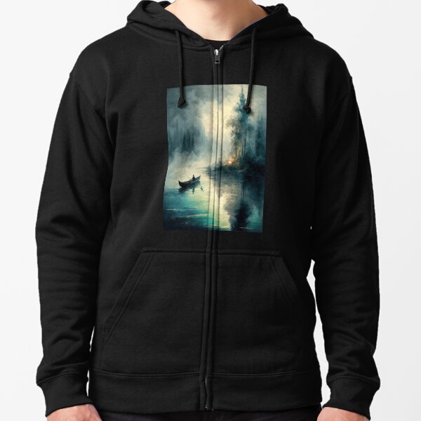 Green Winter: A Minimalistic Abstract landscape Zipped Hoodie