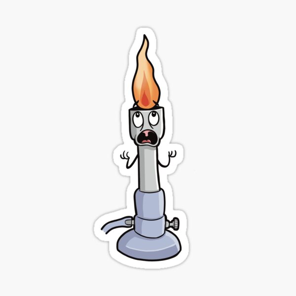Vista previa del artículo con la obra «El mechero Bunsen en pánico está aterrorizado por el fuego», diseñado y vendido por Science Lab Designs.