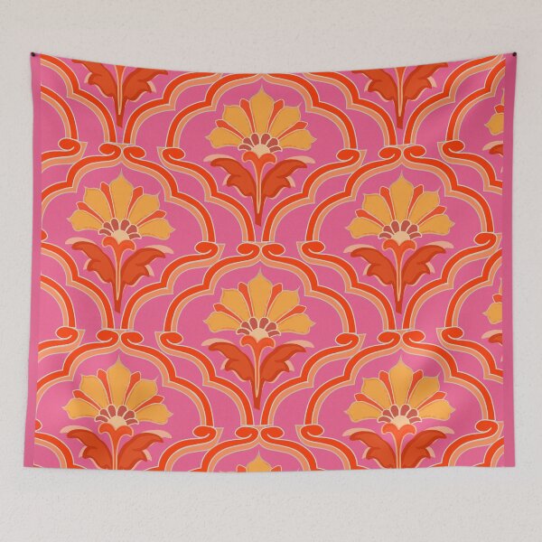 Item preview, Pink and Yellow Mughal Palace Floral Patterns designed and sold by christabelco.