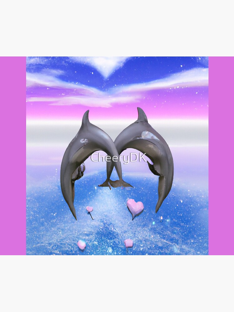 Imagen 6 de 6, Manta con la obra DELFINES ENTRELAZADOS EN AMOR - IMPRESIONANTE TONO CIELO Y CORAZONES ROSADOS, diseñada y vendida por CheeryDK.