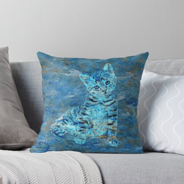 Artikelvorschau, Tabby-Kätzchen sitzend - marmorierte blau-goldene Version entworfen und verkauft von SylvieG18.