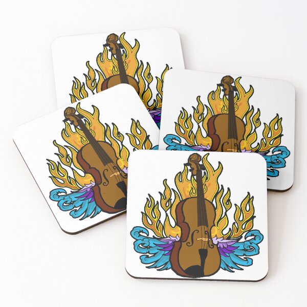 Item preview, Bluegrass Fiddle Flaming Winged Tattoo designed and sold by Kalligraphika.