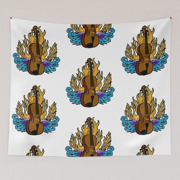 Item preview, Bluegrass Fiddle Flaming Winged Tattoo designed and sold by Kalligraphika.