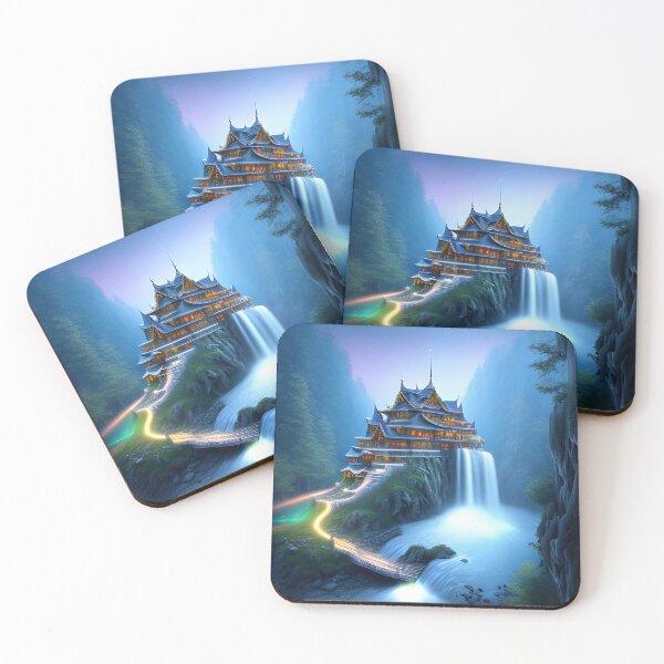 Item preview, Tiny Houses Nestled Among Waterfalls designed and sold by D3monic.
