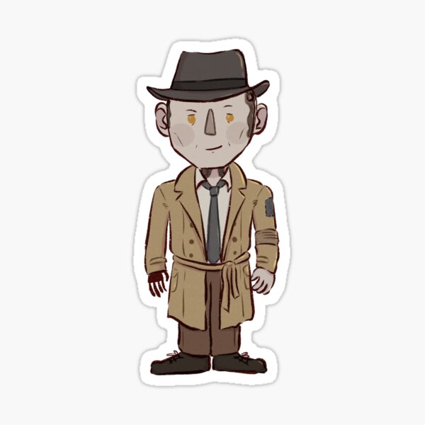 Nick Valentine Cute Fallout 4 Companion Illustration Sticker For Sale   St,small,507x507 Pad,600x600,f8f8f8 