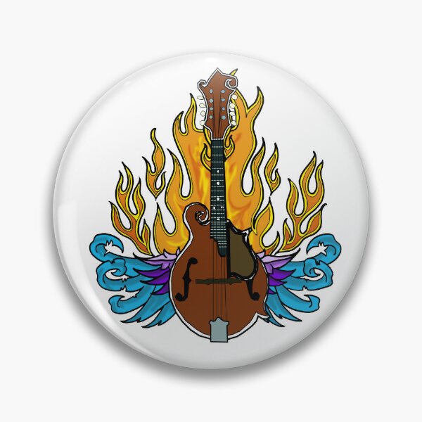 Item preview, Hot Bluegrass Mandolin Logo with Flames and Wings Tattoo designed and sold by Kalligraphika.