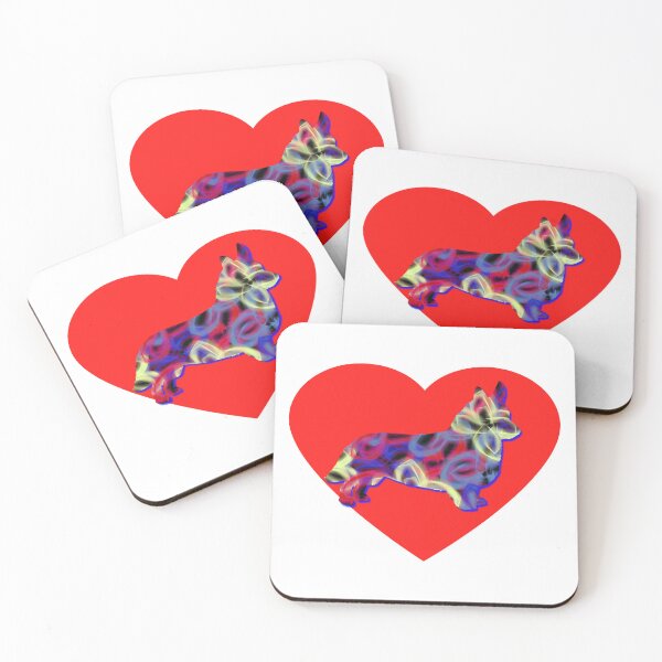 Item preview, I Heart My Welsh Corgi Dog Neon Butterflies Silhouette  designed and sold by AMSonArt.