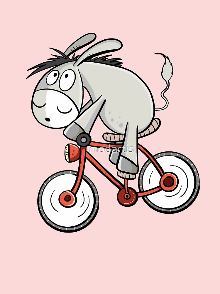 Cyclist Donkey Rides Bike Kids T Shirt by modartis Redbubble