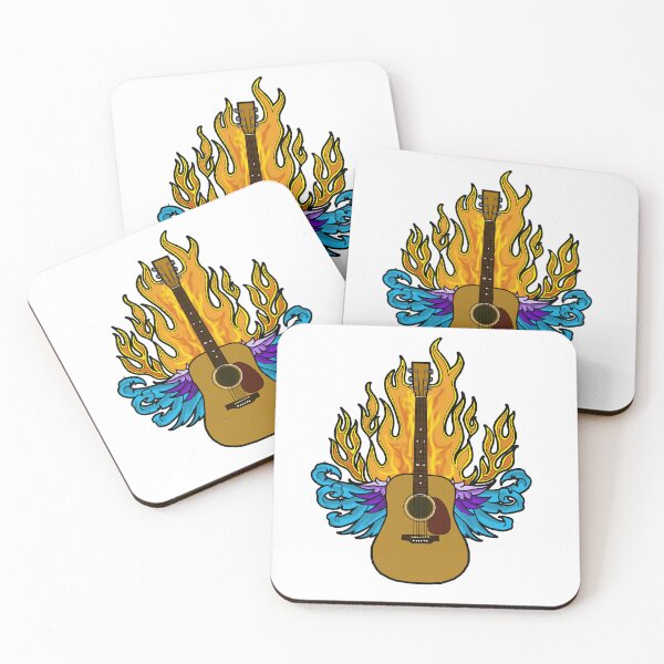 Item preview, Hot Bluegrass Guitar Flaming and Winged Tattoo  designed and sold by Kalligraphika.