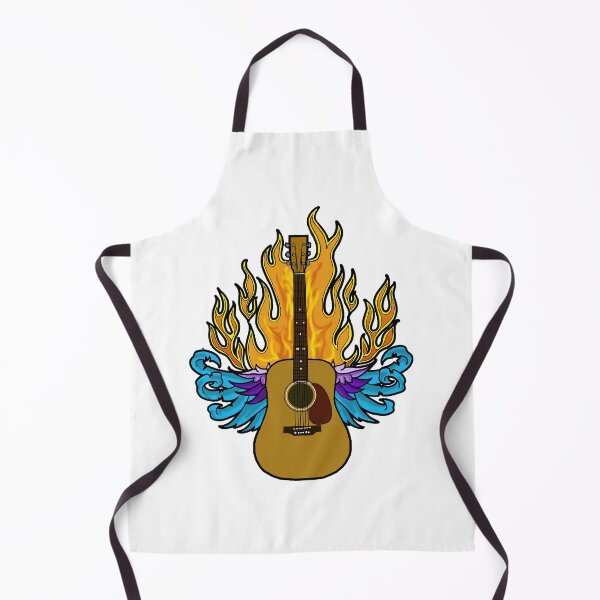 Item preview, Hot Bluegrass Guitar Flaming and Winged Tattoo designed and sold by Kalligraphika.