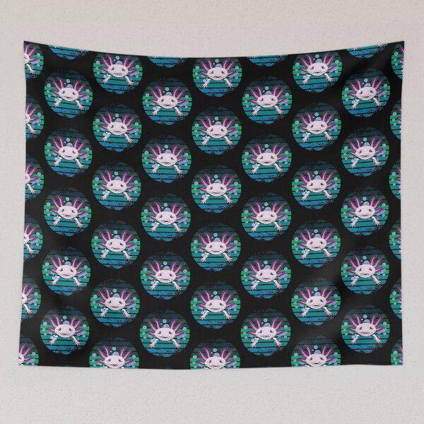 Item preview, Grunge Striped Bubbly Pink Axolotl designed and sold by Zurickdesigns.