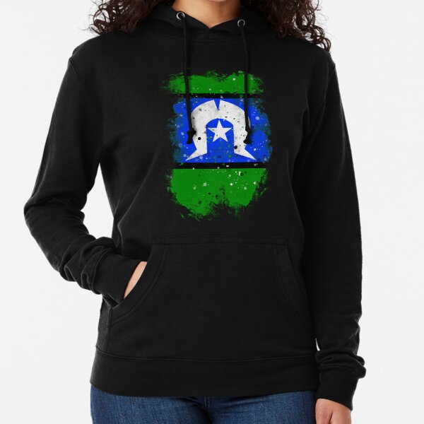Watercolour/grunge Torres Strait Islands Flag Lightweight Hoodie