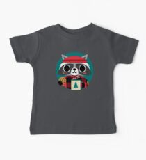 Raccoon in Red Buffalo Plaid Sweater Baby Tee