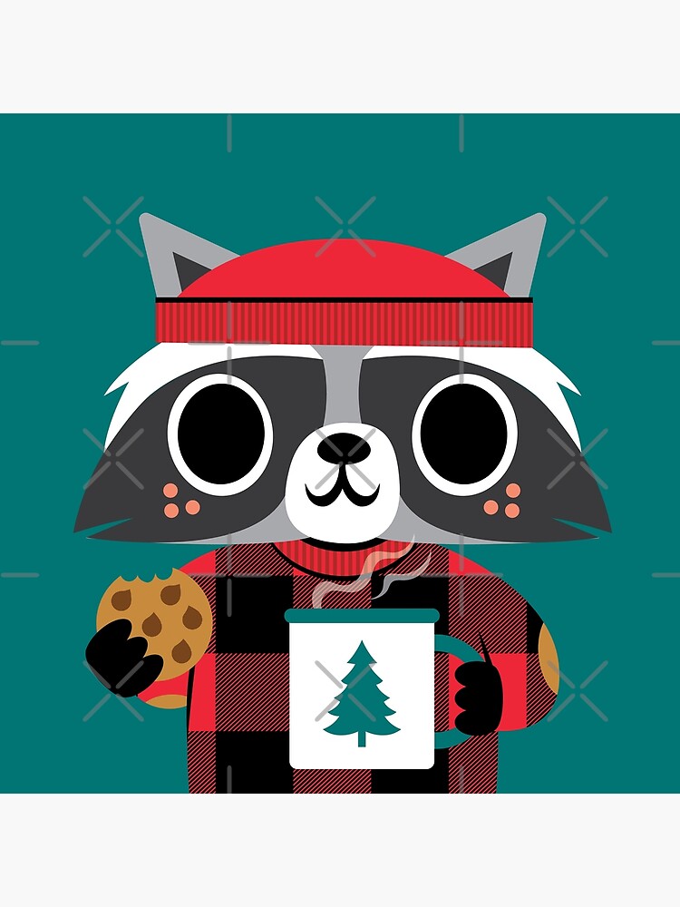 Raccoon in Red Buffalo Plaid Sweater by jsongdesign