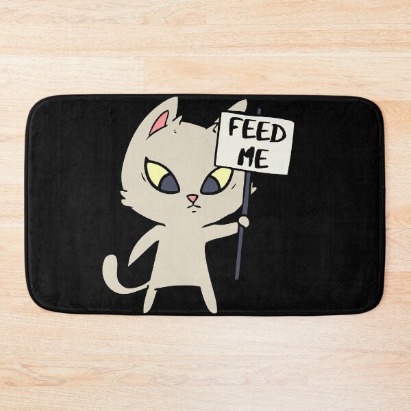 Item preview, Cat with feed me sign designed and sold by PellSilversmith.