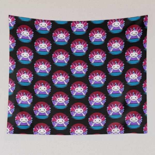 Item preview, Retro Striped Bubbly Colorful Pink Axolotl designed and sold by Zurickdesigns.