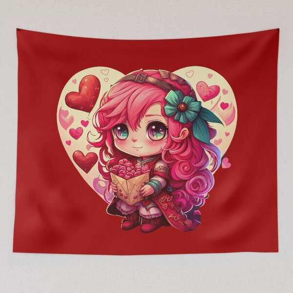Item preview, Cute Pink Valentine Day Idea Chibi Girl designed and sold by Juliascutecornr.