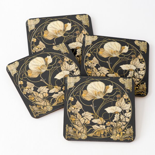 Item preview, Art nouveau and Kintsugi inspired digital design designed and sold by fekete-by-bee.