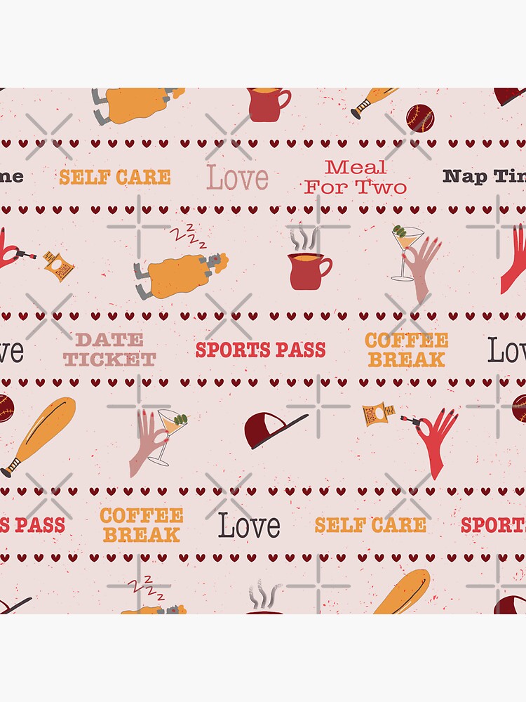 "Self Care Coupons in a Line pink and red" Sticker for Sale by Ipoole