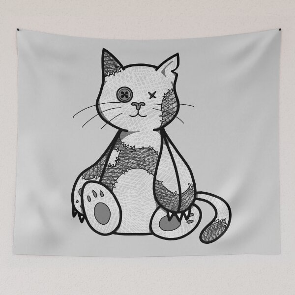 Item preview, Voodoo Kitty - Charcoal Stitches designed and sold by FinapplePudding.