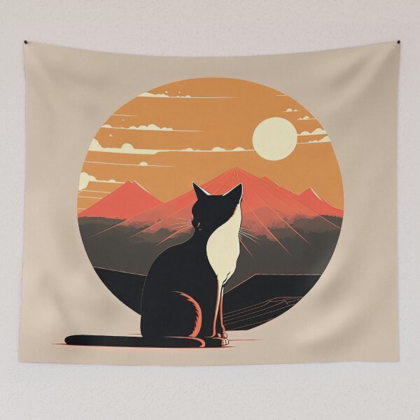 Item preview, cat looking at sunset designed and sold by Chillapy.