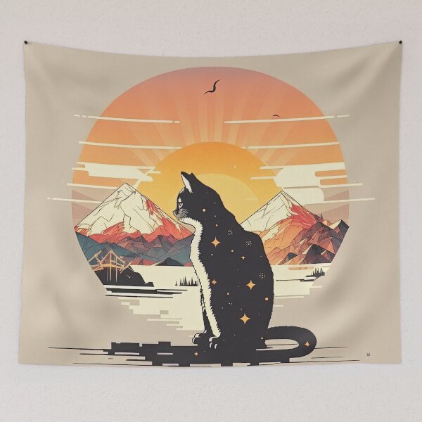 Item preview, cat looking at sunset designed and sold by Chillapy.