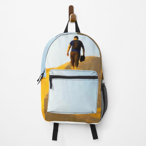 Item preview, Man walking up a desert sand dune. Image is made entirely using triangles. designed and sold by janesg.