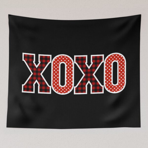 Item preview, Hugs and Kisses XOXO Valentine Love Red on Black designed and sold by Gsallicat.