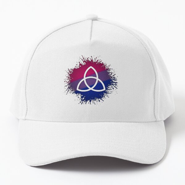 Aperçu de l'œuvre Drapeau de la fierté bisexuelle avec éclaboussures de peinture, symbole Triquetra créée et vendue par LiveLoudGraphic.