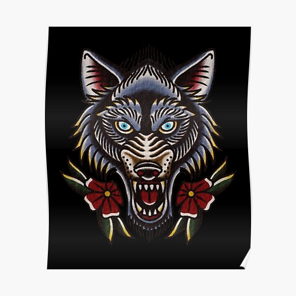 Traditional Tattoo Wolf Posters for Sale | Redbubble Traditional Tattoo Wolf Posters for Sale | Redbubble