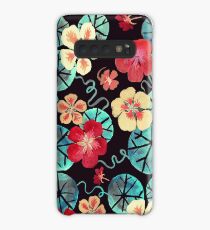 Watercolor Garden Nasturtiums. Dark Floral Pattern Case/Skin for Samsung Galaxy