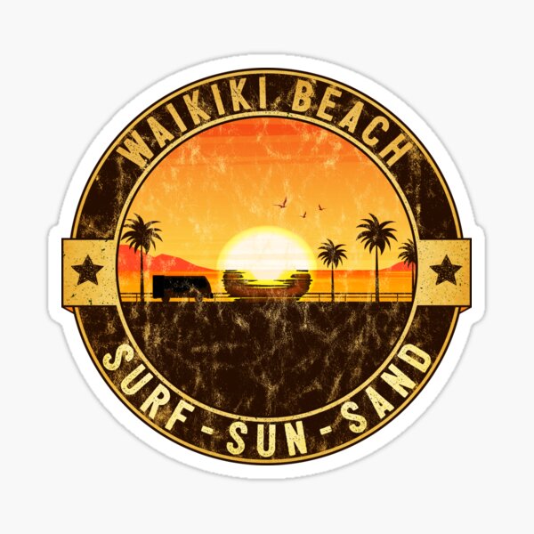 SURFING WAIKIKI BEACH HAWAII SURF SURFER Sticker