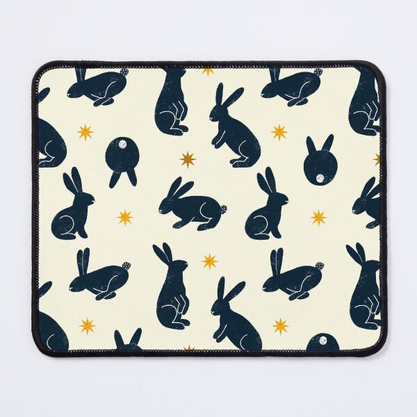 Item preview, Lucky Rabbits & Stars Pattern, Black on White designed and sold by pinkthesis.