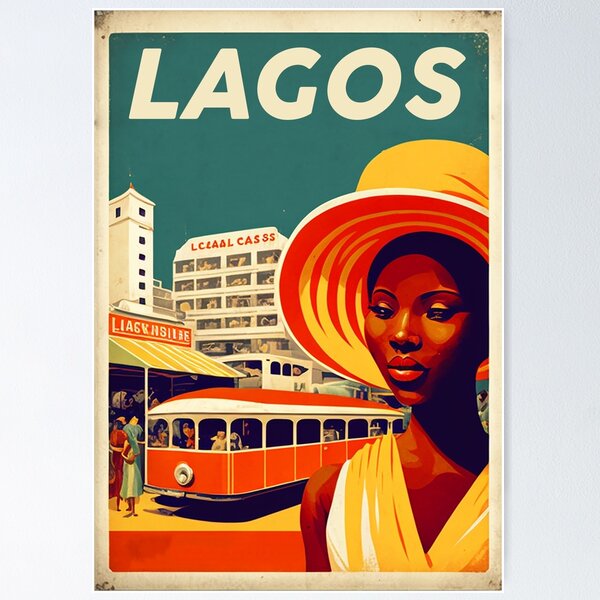 Item preview, Lagos Nigeria Woman Vintage Travel Art Poster designed and sold by OldTravelArt.