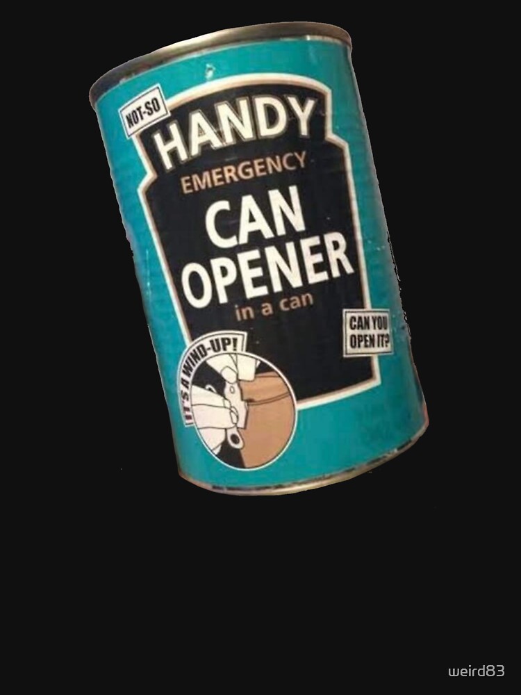 Handy can opener emergency can opener kitchen funny groceries fruit  vegetable veggies canned corn soup beans | Poster