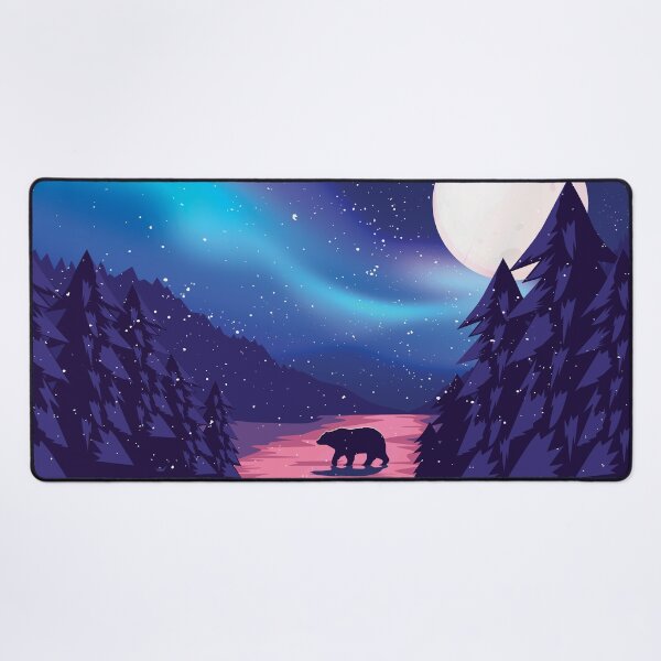 Item preview, Snowy Scenic Polar Bear Silhouette With Moon and Northern Lights designed and sold by RKA-Products.