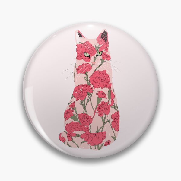 Item preview, Porcelain Cat - Pink and Red Florals designed and sold by ECMazur Art.