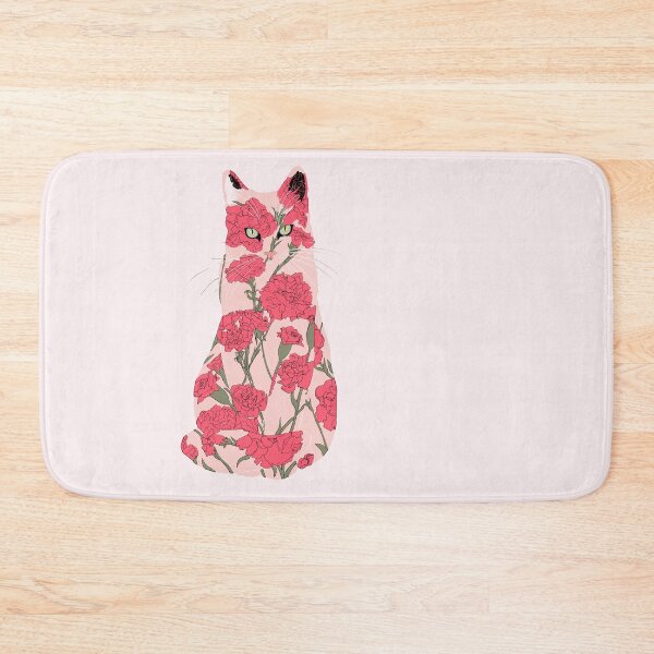 Item preview, Porcelain Cat - Pink and Red Florals designed and sold by ECMazur Art.