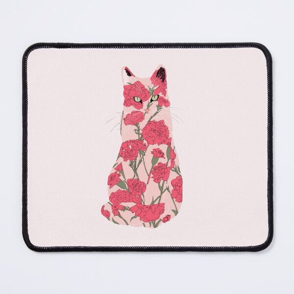 Item preview, Porcelain Cat - Pink and Red Florals designed and sold by ECMazur Art.