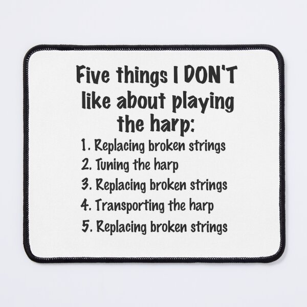 Item preview, Five Things I DON'T Like - Black designed and sold by HarpistArtist.