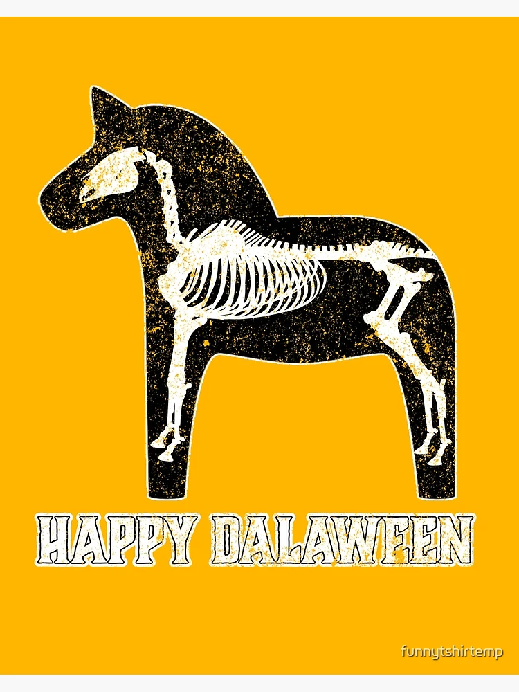 Happy Dalaween Halloween Scary Dala Horse Skeleton Funny | Art Board Print