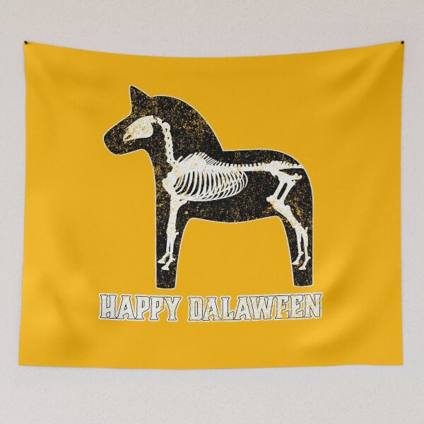 Item preview, Happy Dalaween Halloween Scary Dala Horse Skeleton Funny  designed and sold by funnytshirtemp.