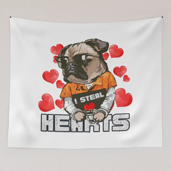 Item preview, I Steal Hearts Valentines Day Cute Pug Boys Girls  designed and sold by Sarocha Kaewsanod.